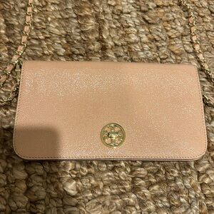 Tory Burch light pink clutch